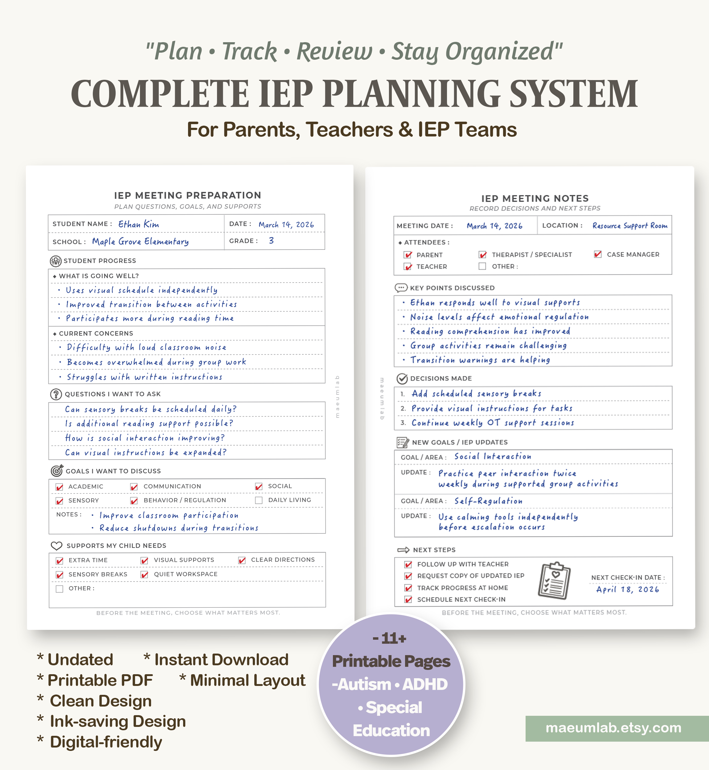 iep meeting planner iep meeting planner