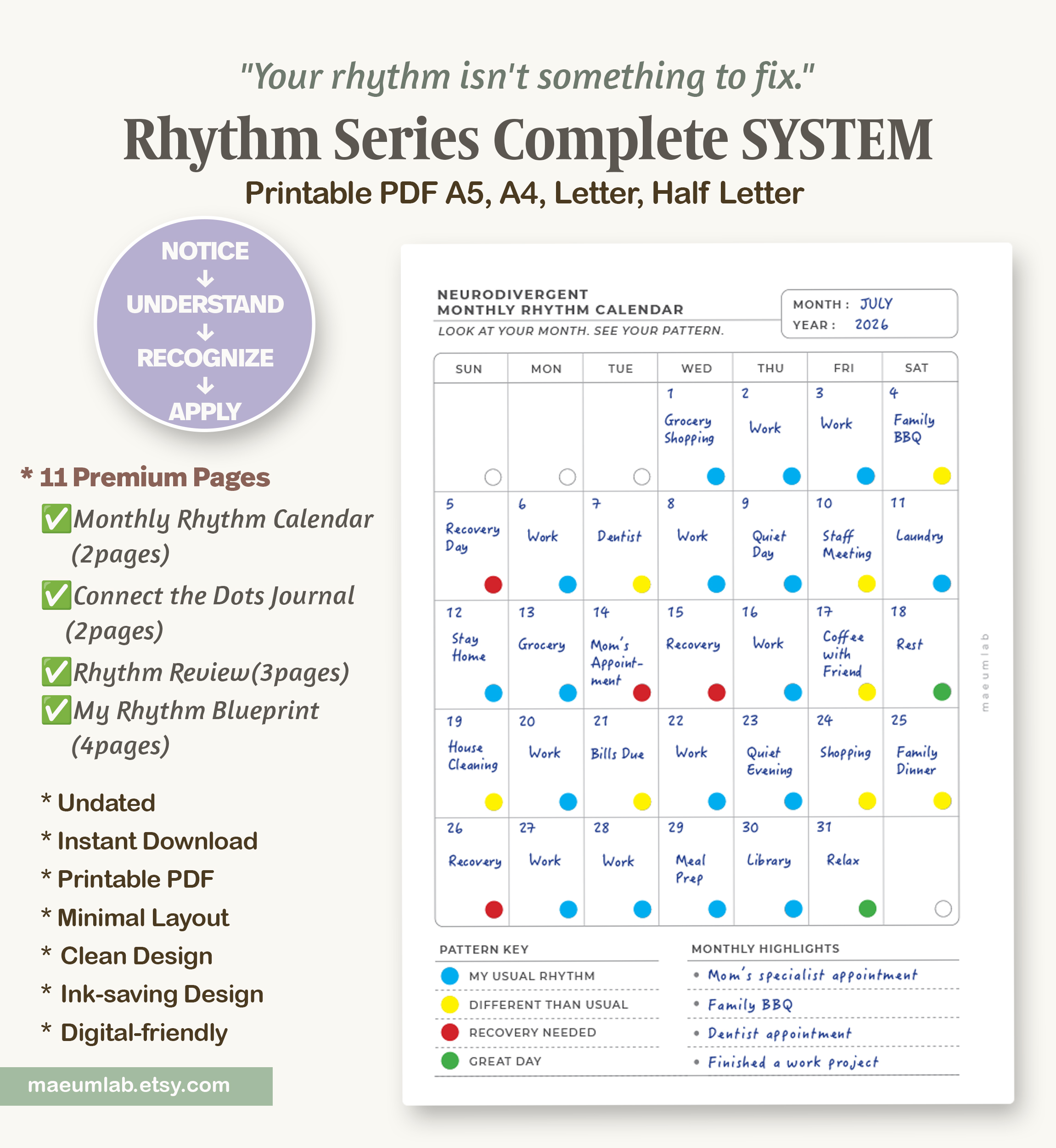 monthly rhythm calendar monthly rhythm calendar