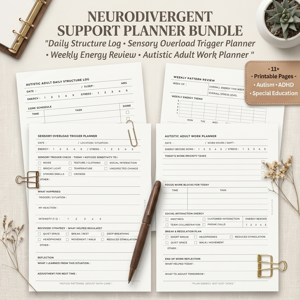 How-to-use-neurodivergent-planner-bundle-autistic-adhd-adults neurodivergent support