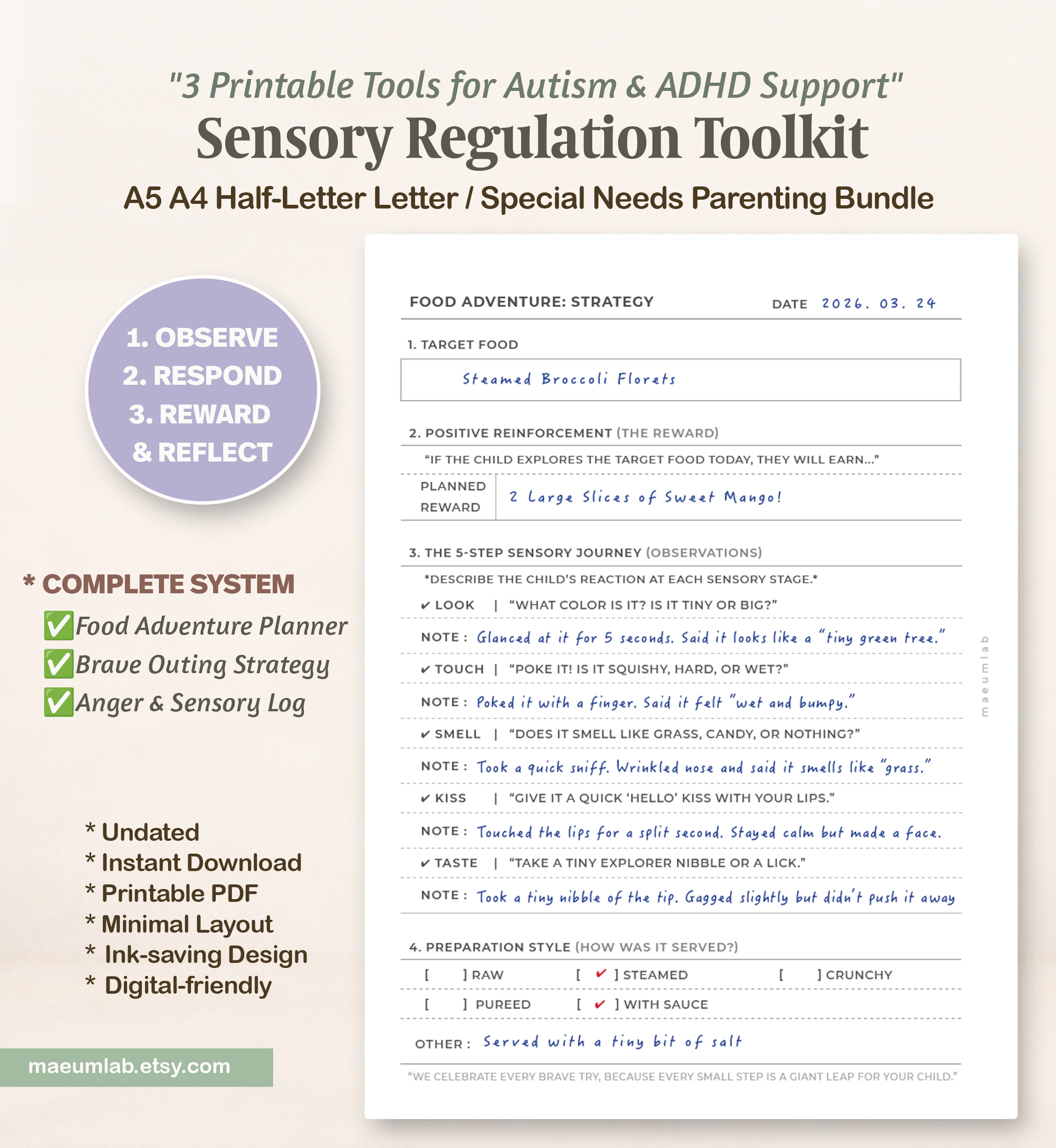 How to Use SENSORY REGULATION TOOLKIT 01 food adventure 1